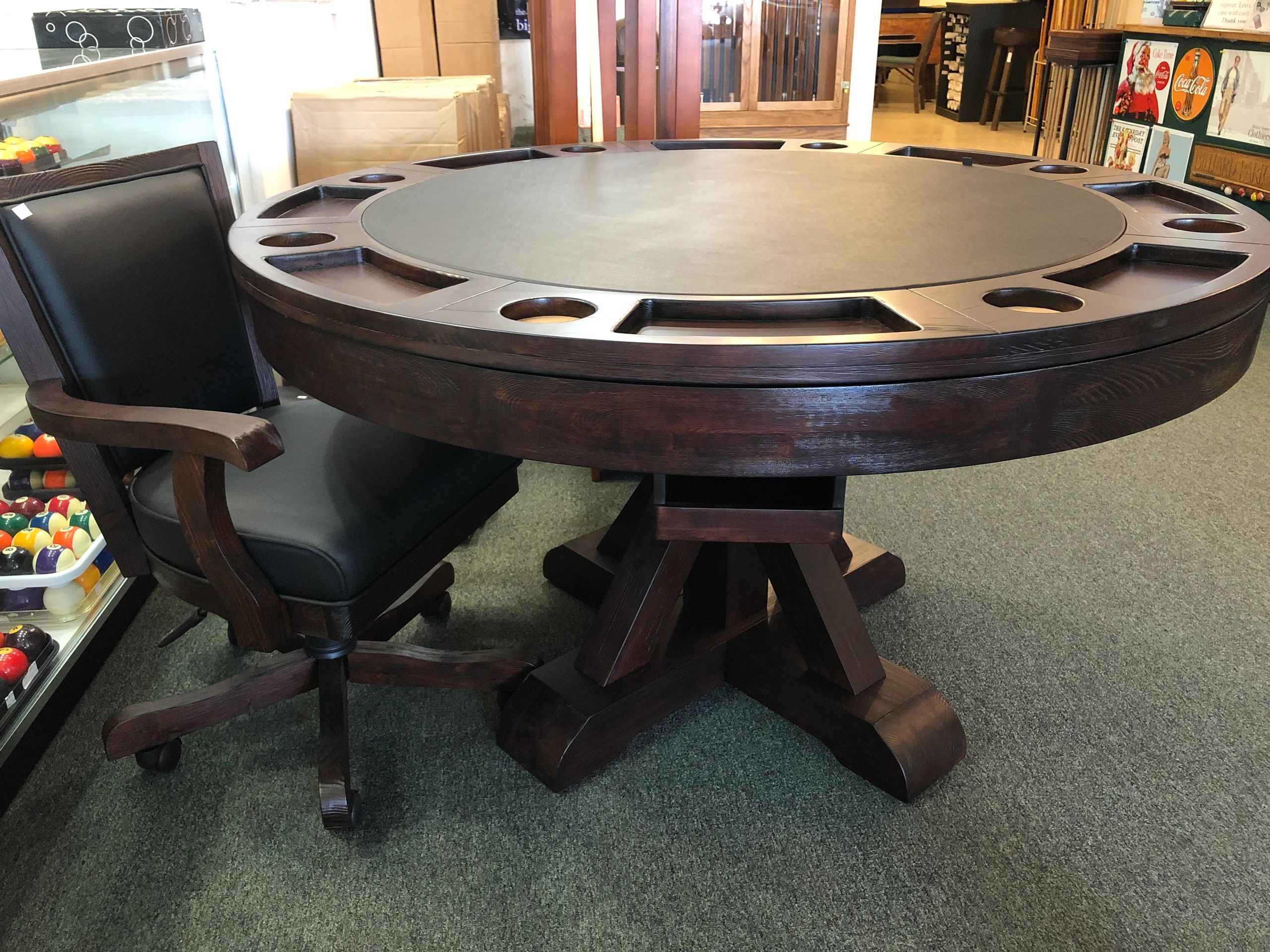 95" Solid Wood Poker Table Plus Dining Top 