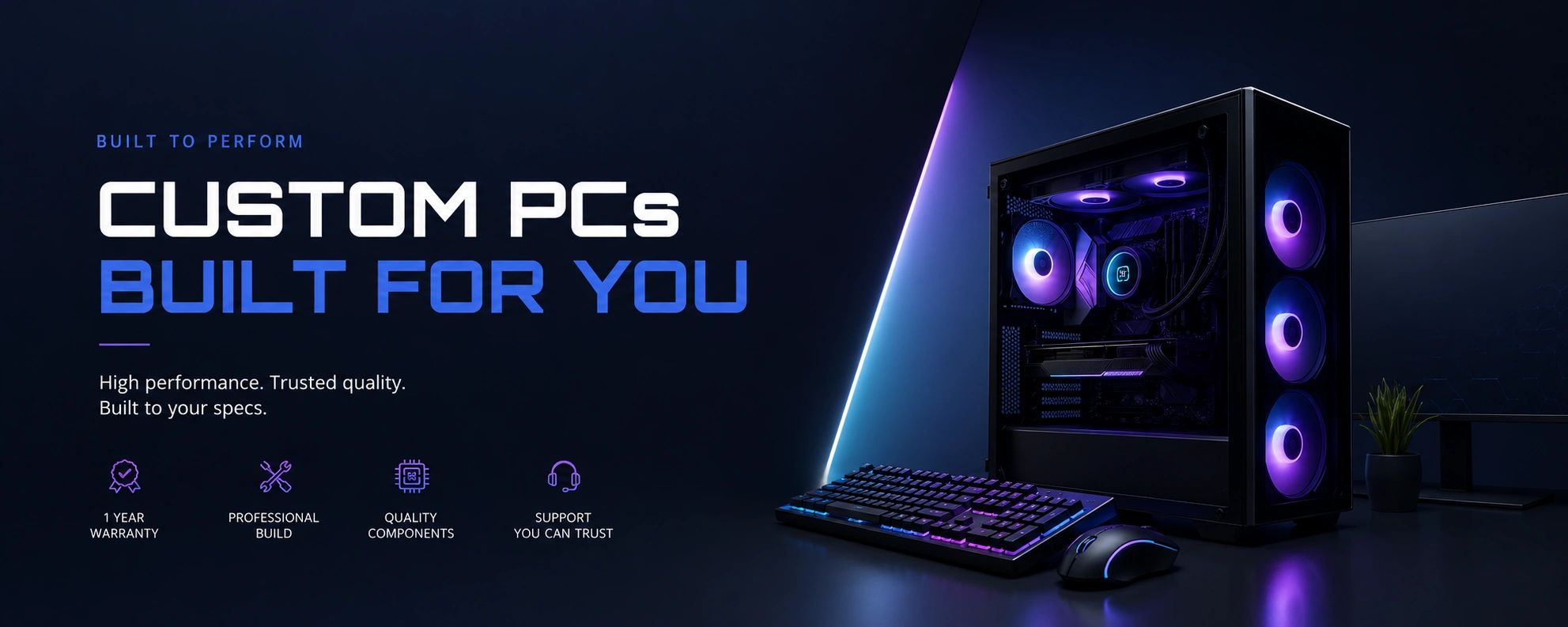 Custom high-performance PCs with professional build and quality components.