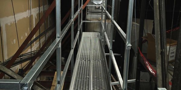 Structural steel catwalk and access system at Capitol Theatre in Windsor, Ontario. Unistrut System