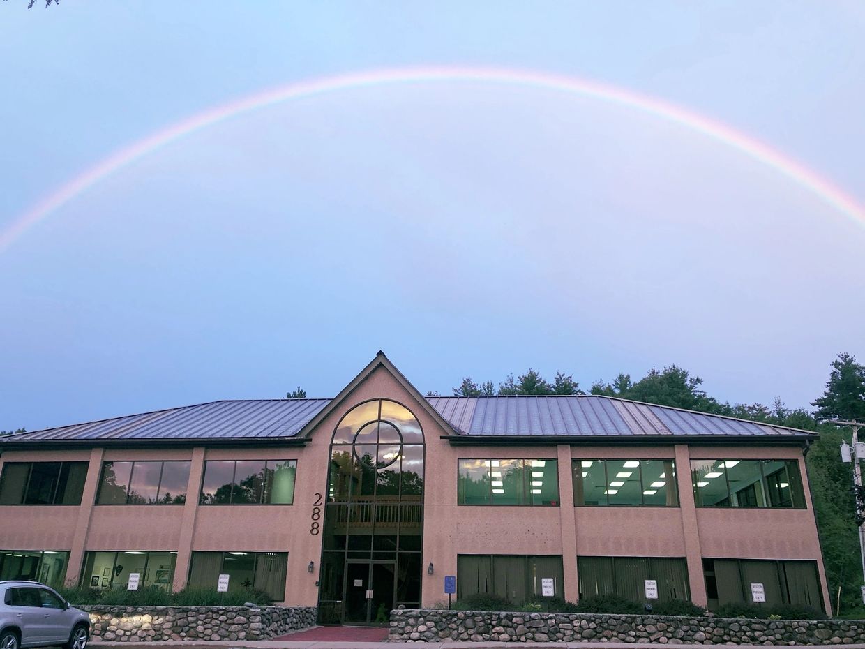 Martin's Dance Studio with a Rainbow in the Sky Above