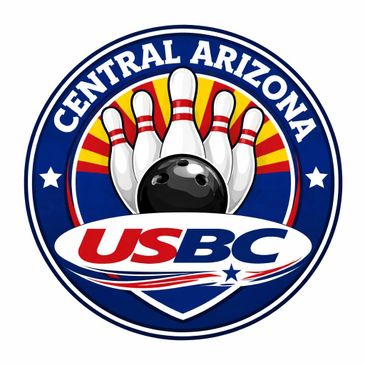 Logo for Central Arizona USBC bowling association with pins and ball.