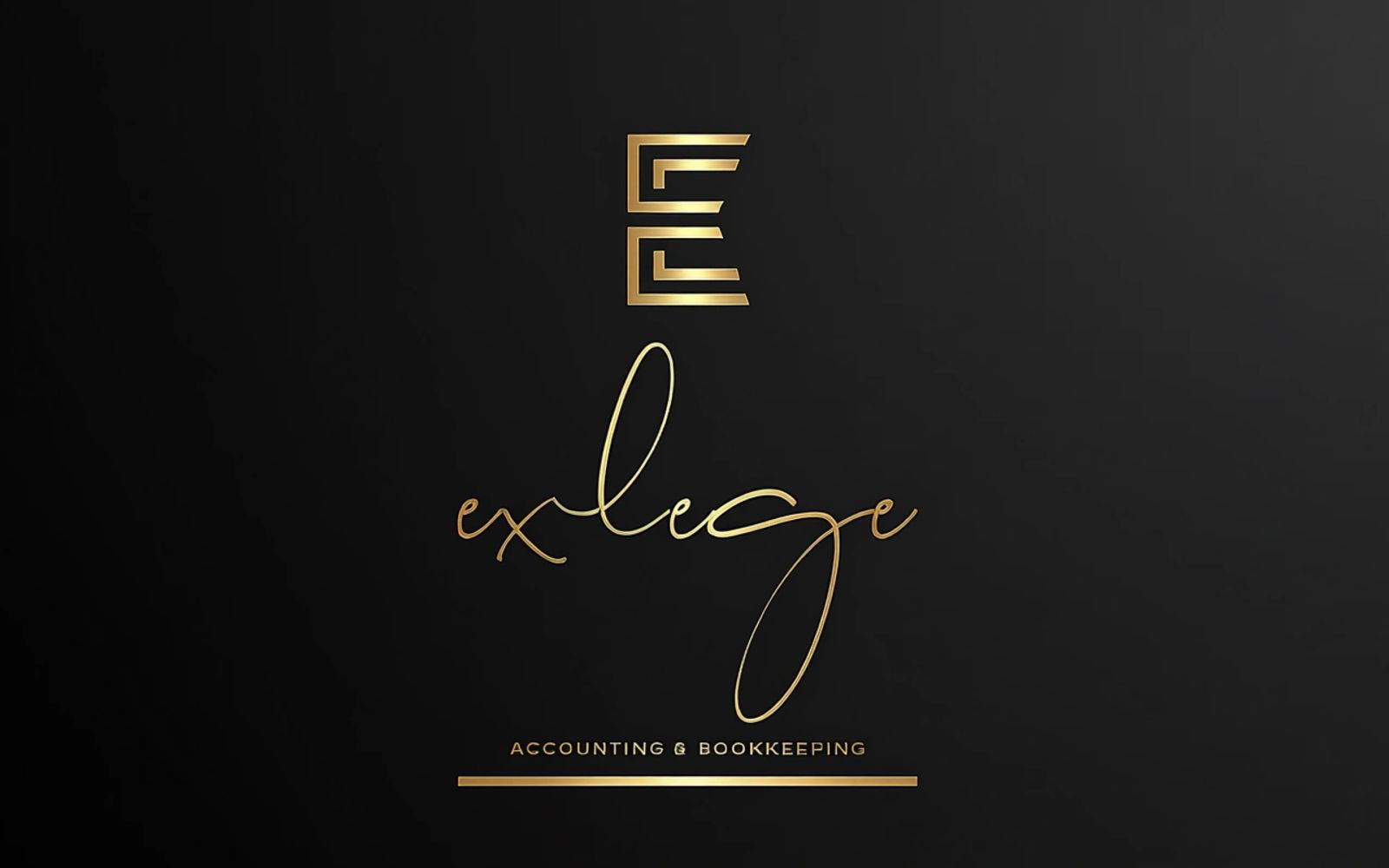 Elegant gold and black logo for Exlege accounting and bookkeeping.
