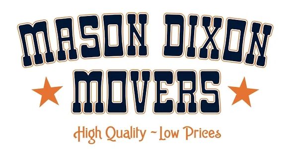 Logo for Mason Dixon Movers with stars and slogan.
