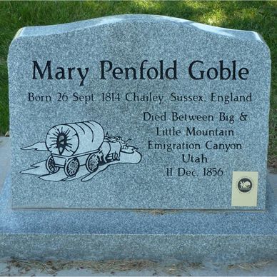Gravestone of Mary Penfold Goble with birth and death details.