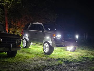 Underbody lighting and high-output LED pods for an eye-catching night-time look. The exterior is opt