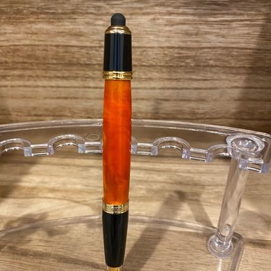 Gold Stylus twist pen with a orange acrylic body