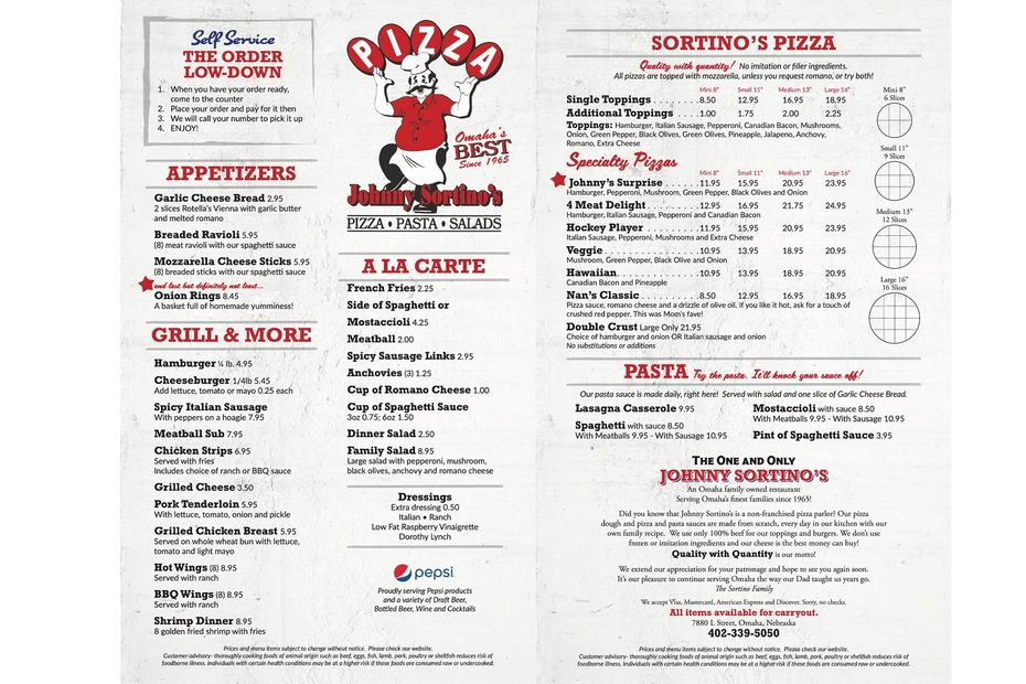 Serving Pizza Is Our Specialty, Omaha, NE Johnny Sortino's Pizza Parlor