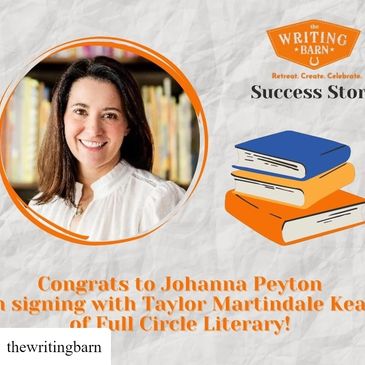 Writing Barn success story Johanna Peyton signed with agent Taylor Martindale Kean Full Circle Lit