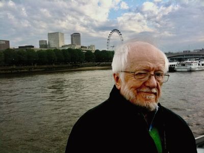 Richard Pilbrow outside the National Theatre in London