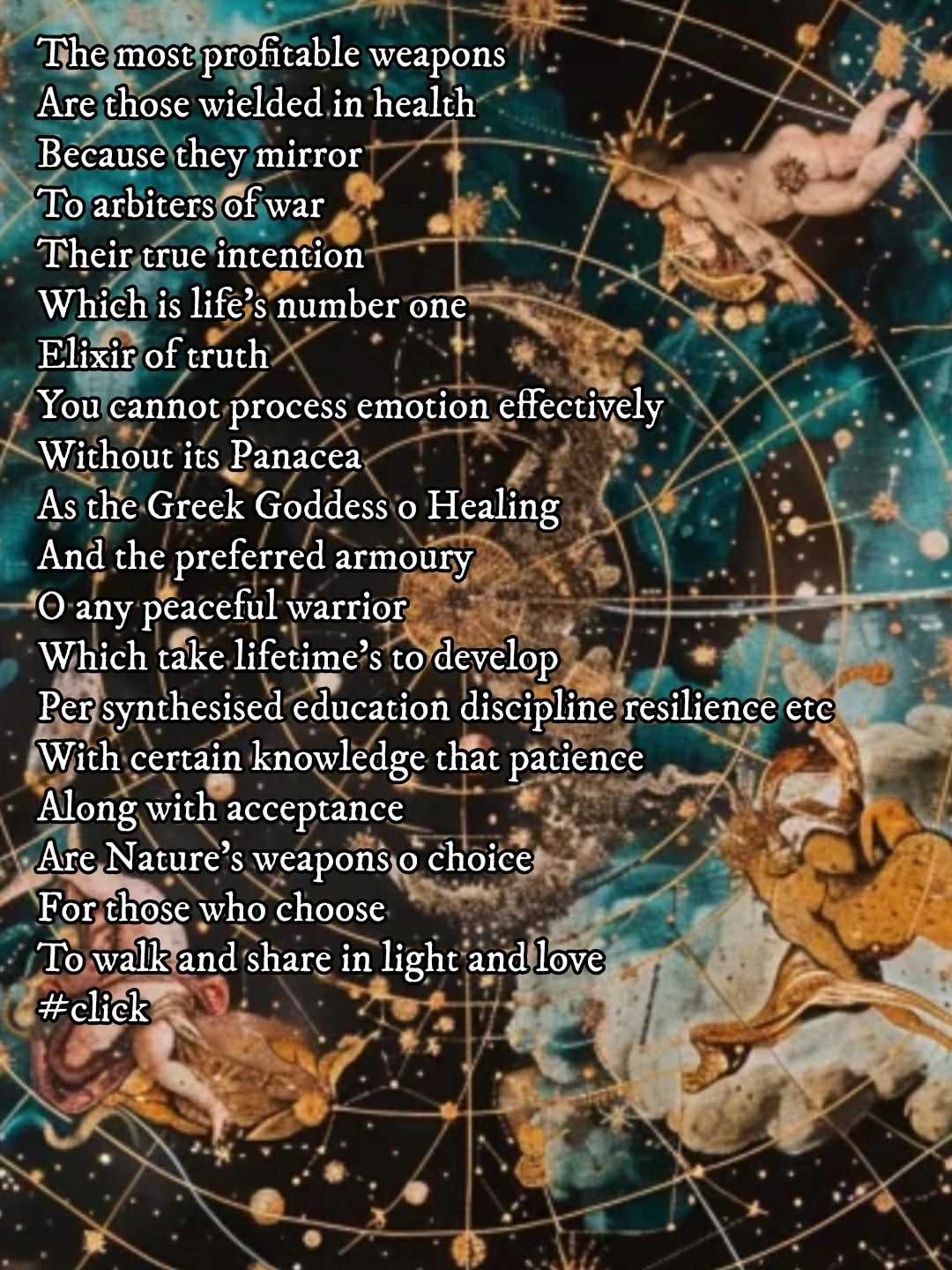 Inspirational poem about health, patience, and peace as powerful tools for life.