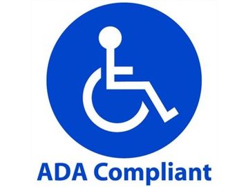 Blue ADA compliant wheelchair accessibility symbol.