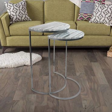 Metal steel furniture side tables Grey marble top