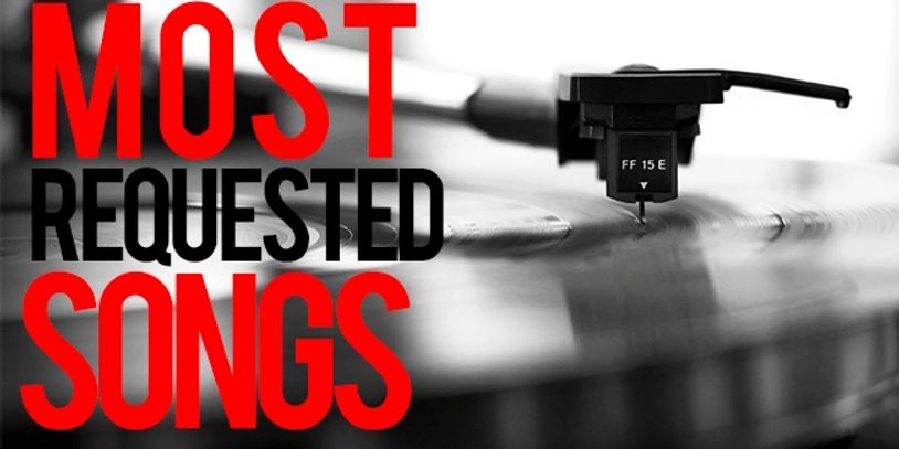 Most requested songs with a vinyl record player needle.