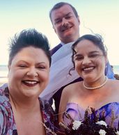 Kate, Jess and Jase at their Cape Tribulation beach ceremony. 