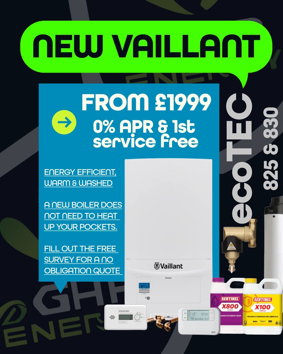 Vaillant ecotec boiler 825 & 830 - 25kW & 30 kW