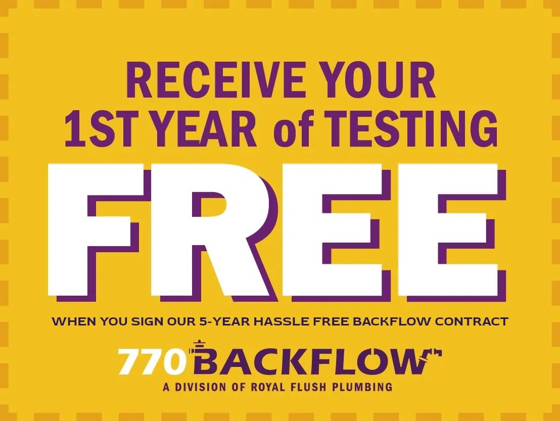 Free first-year testing with a 5-year backflow contract from 770 Backflow.