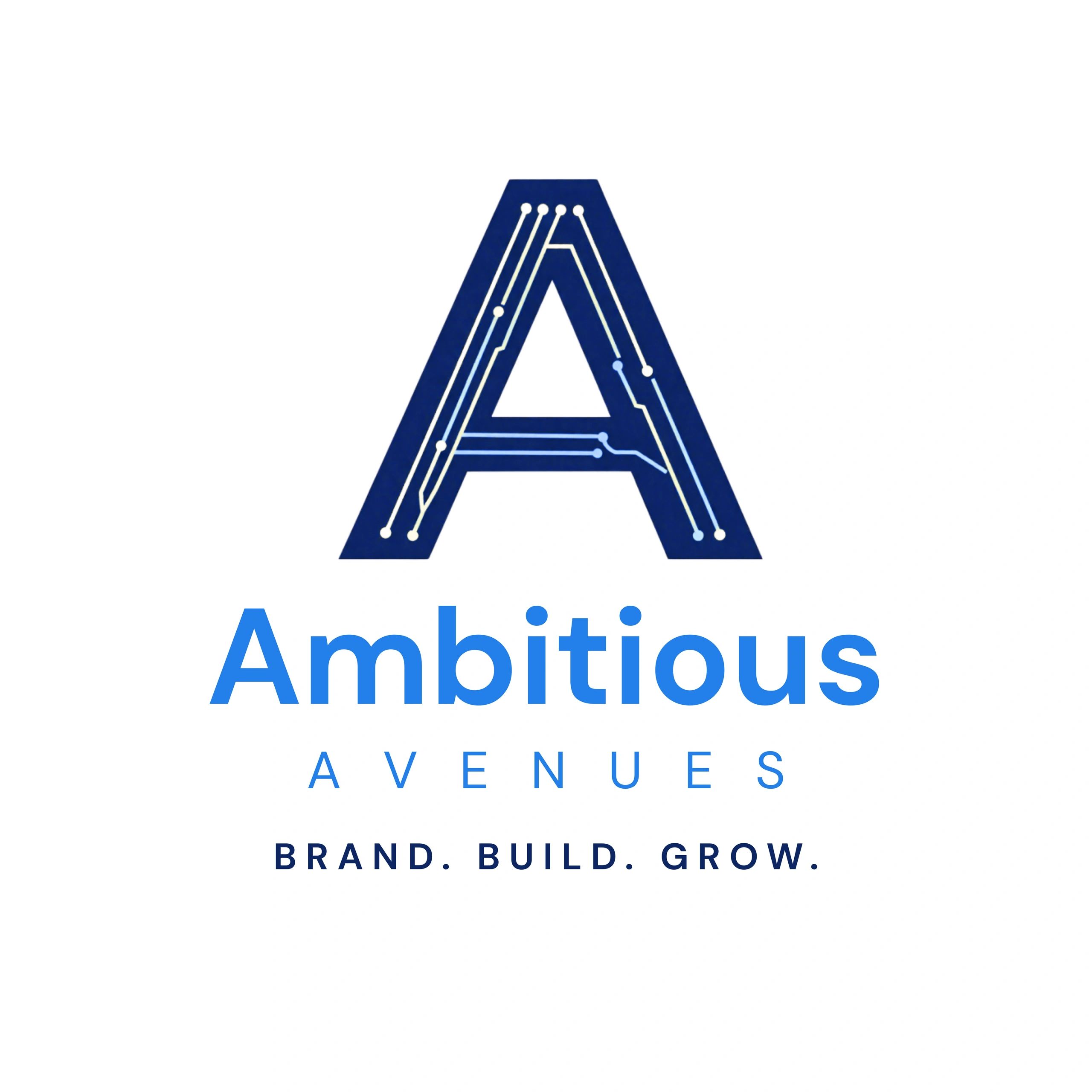 Logo for Ambitious Avenues, a brand-focused company.