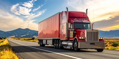 An AI generated picture of a semi truck driving down the highway.