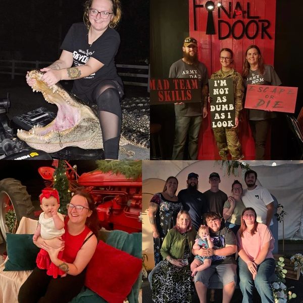 A collage of joyful moments with family and friends in various settings.