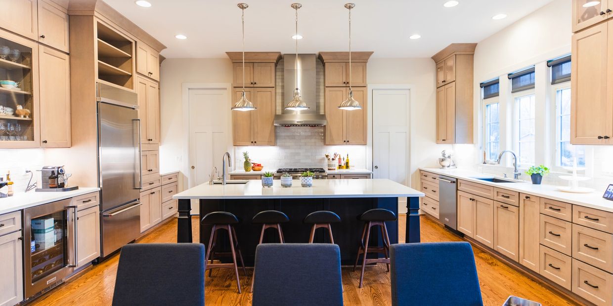 A new-build kitchen design using cabinets in Wellborn Cabinetry's newest colors.  Wellborn Shale


