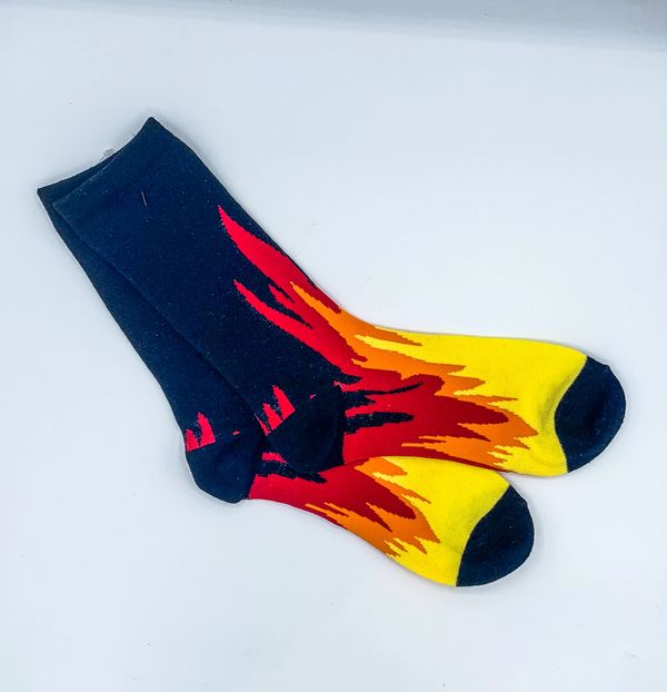 socks with fire design