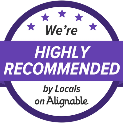 A purple badge stating 'We're Highly Recommended by Locals on Alignable'.