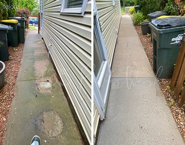 Concrete walk path pressure wash. Exterior mold removal. Top rated KC small business. 