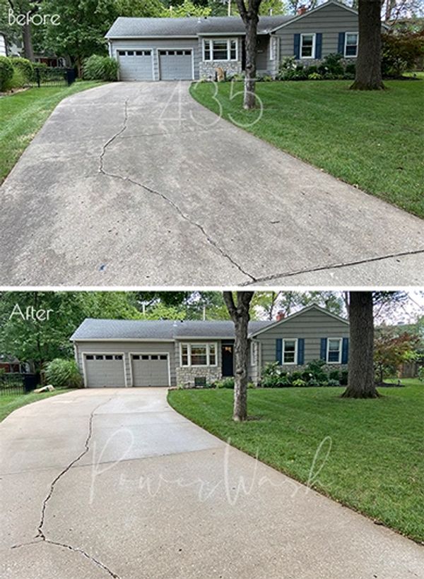 Soft wash concrete drive way. KC local. Surface clean and pressure wash driveway.