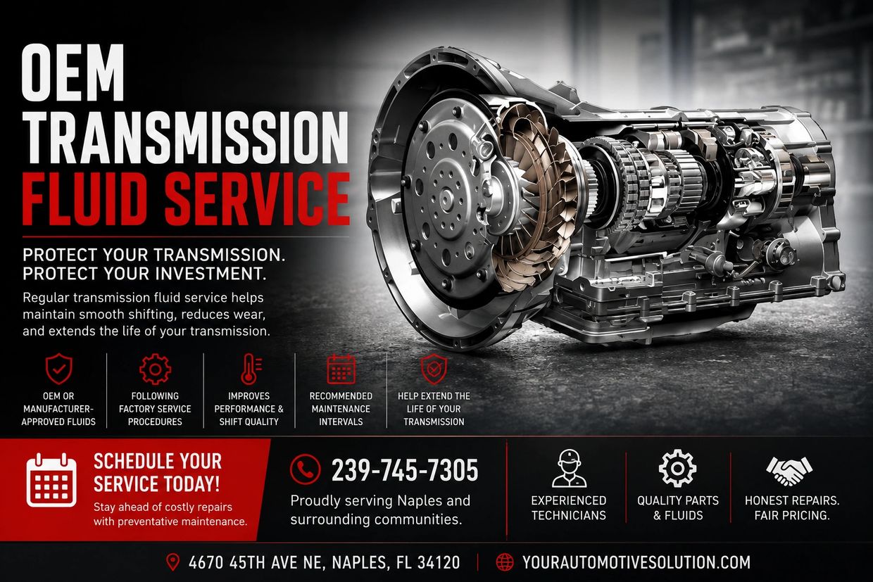OEM transmission fluid service for smooth shifting and extended transmission life.