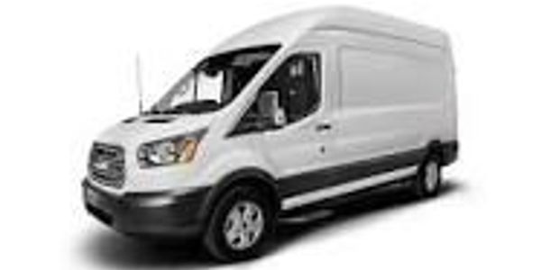 White cargo van with a high roof.