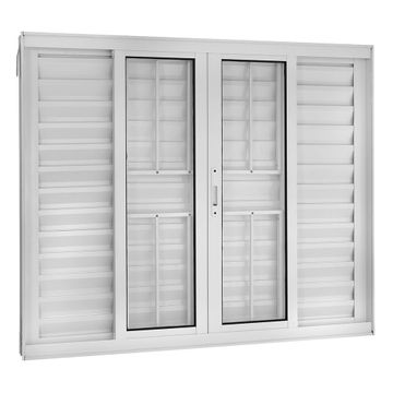 veneziana de alumínio com seis folhas e grade branco