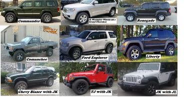 WranglerJK on XK Commander
Wrangler JK on WJ Grand Cherokee
JK on WK Grand Cherokee
 JK on KK