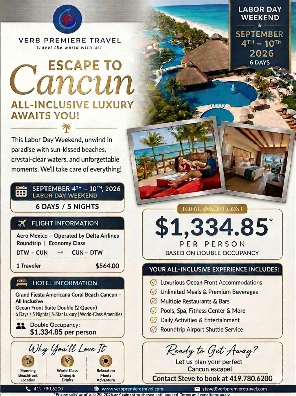 Labor Day Cancun travel deal for 2026 with all-inclusive luxury.