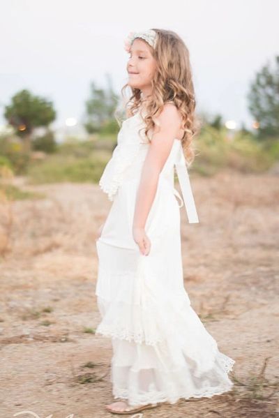 Boho Flower Girl Dress, Bohemian Flower girl dress, Boho maxi flower girl dress