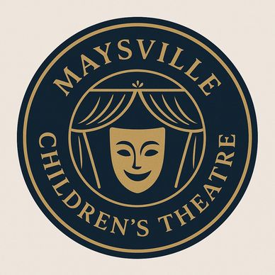 Logo of Maysville Children's Theatre featuring a theatrical mask and curtains.