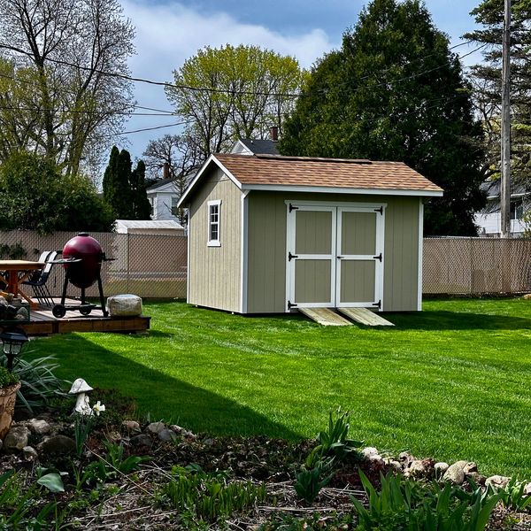 Saltbox Style Shed with Double Doors, Ramp and Windows