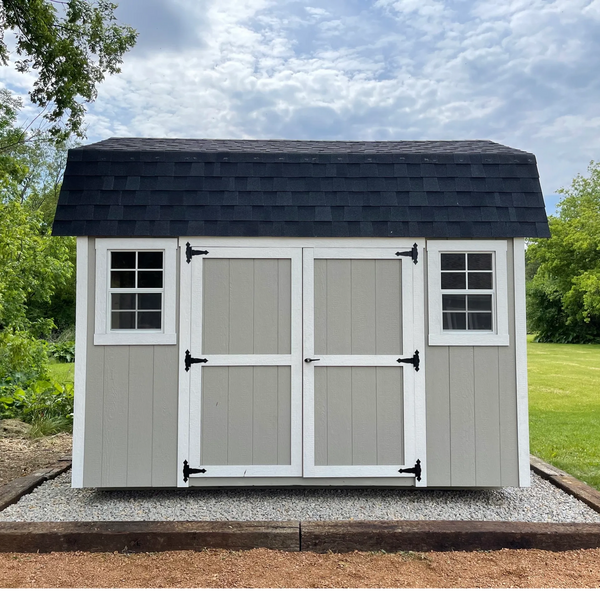 Lofted Barn Style Shed with Double Doors and 24" x 27" Slider Windows