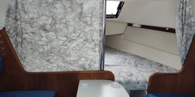 Custom cabin curtains to match your boat cushions.