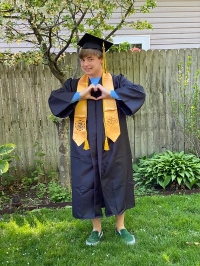 Michael Hayes Gibson graduated with honors on June 5th in the first drive-thru graduation ceremony i