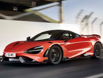 Orange McLaren 765LT in motion