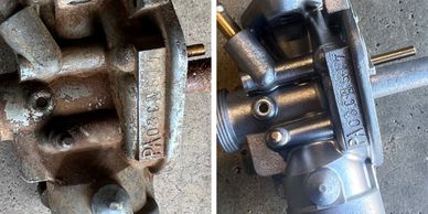 Before and After pictures of Vapor Honing Service