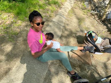 Enjoying a midday picnic with my daughter