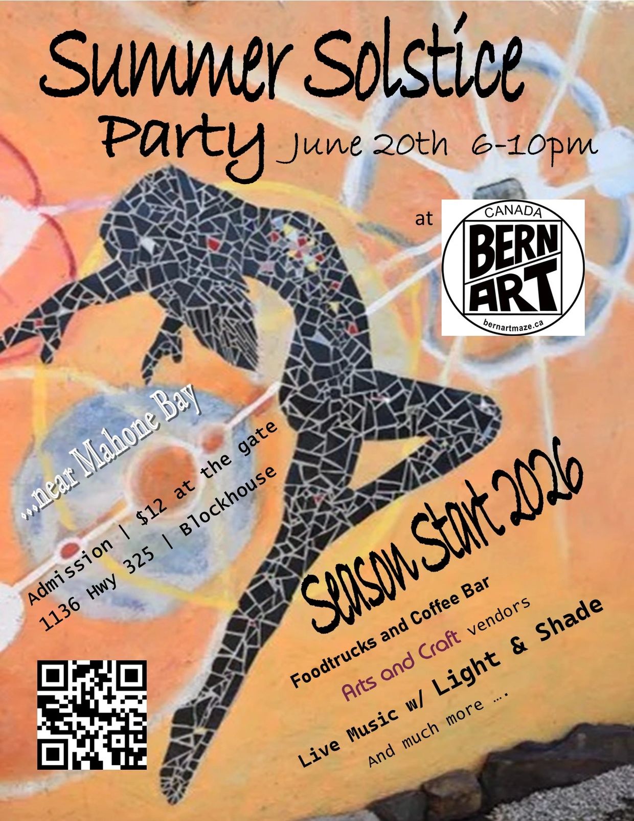 Summer Solstice Party near Mahone Bay, June 20th, 6-10pm at Bern Art.