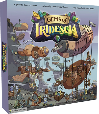 Gems of Iridescia board game prototype box art.