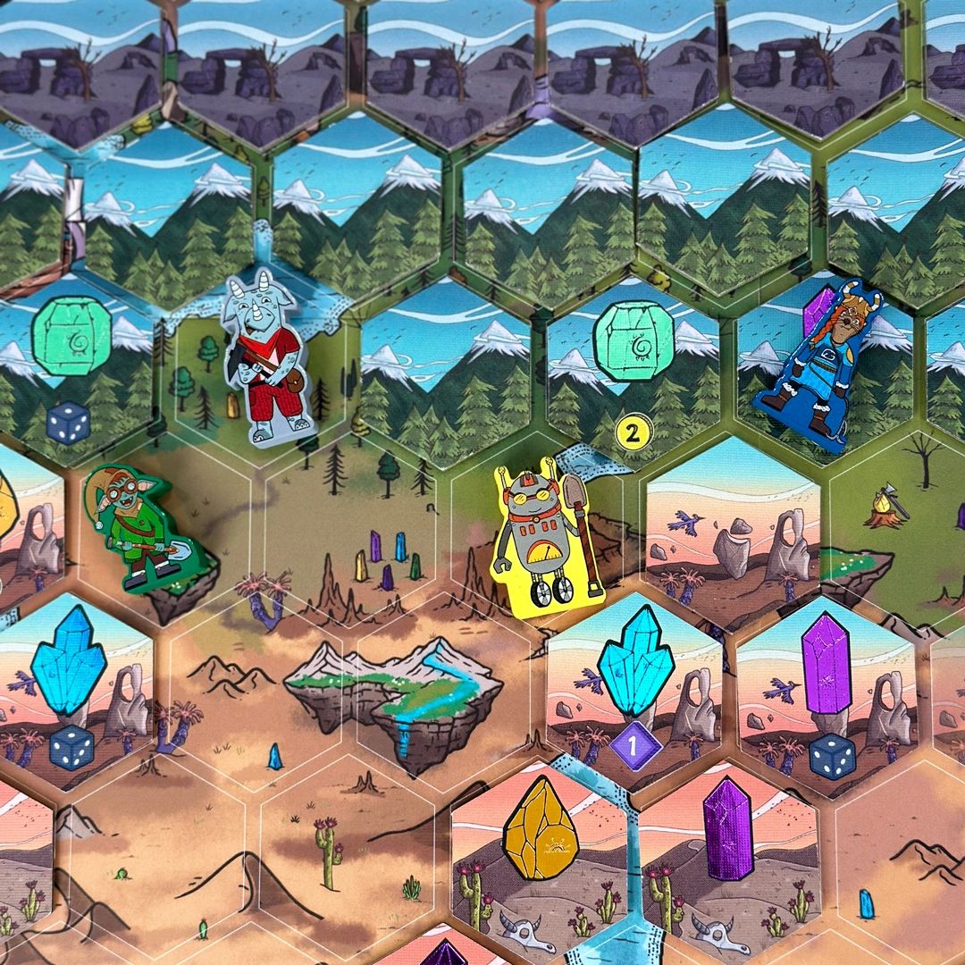 Top-Down view of Gems of Iridescia with deluxe tiles.