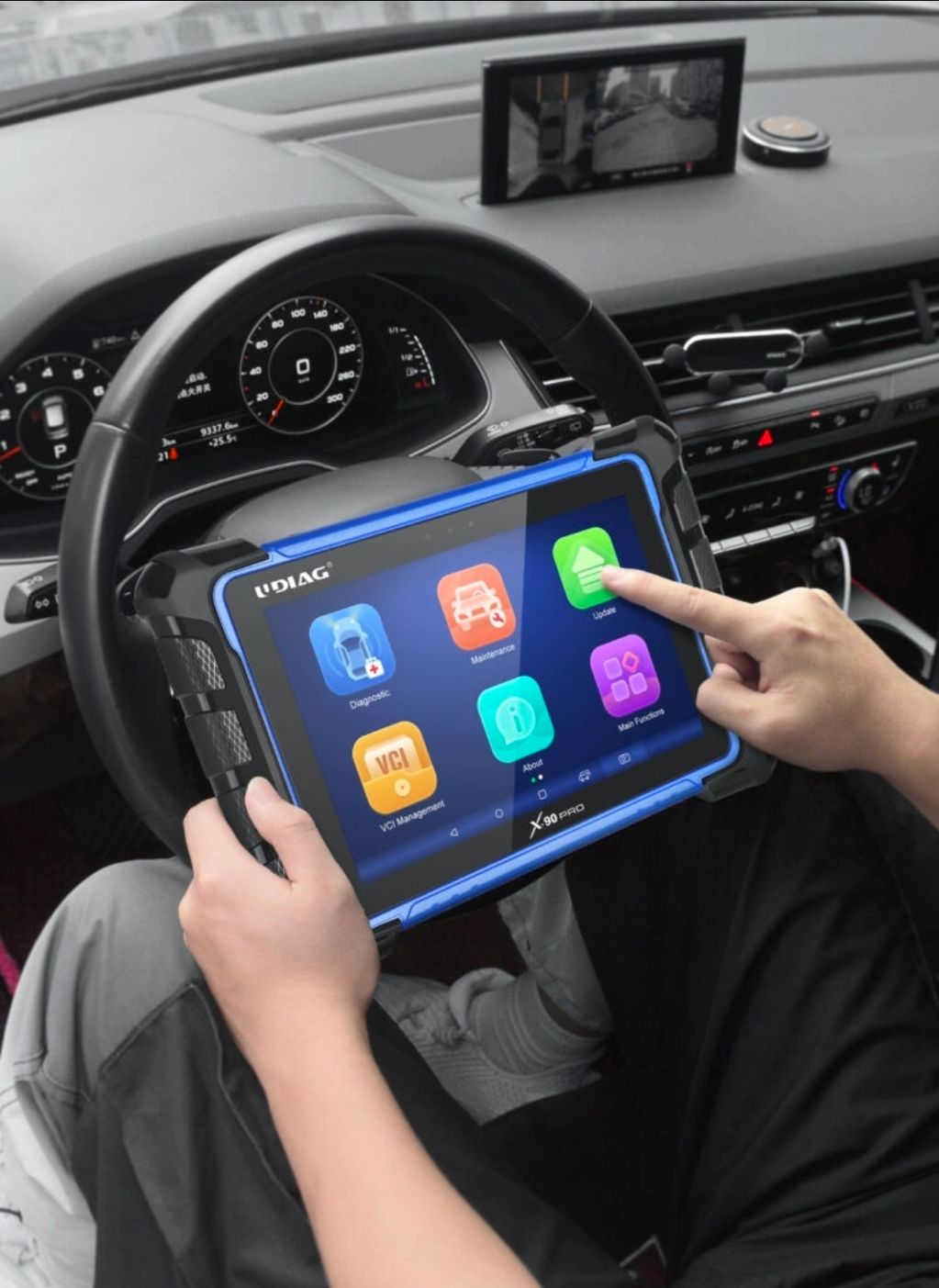 Specialist using tablet scanner
