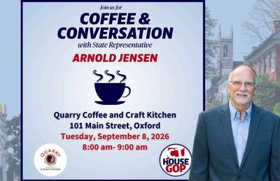 Event poster Coffee and Conversation with State Representative Arnold Jensen