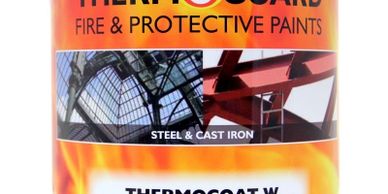 A can of intumescent paint fire protection.