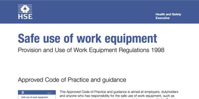 Extract from screenshot of HSE PUWER safe use of work equipment ACOP.