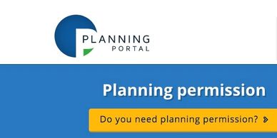 Extract from screenshot of the UK planning portal with question  'Do you need planning permission?' 
